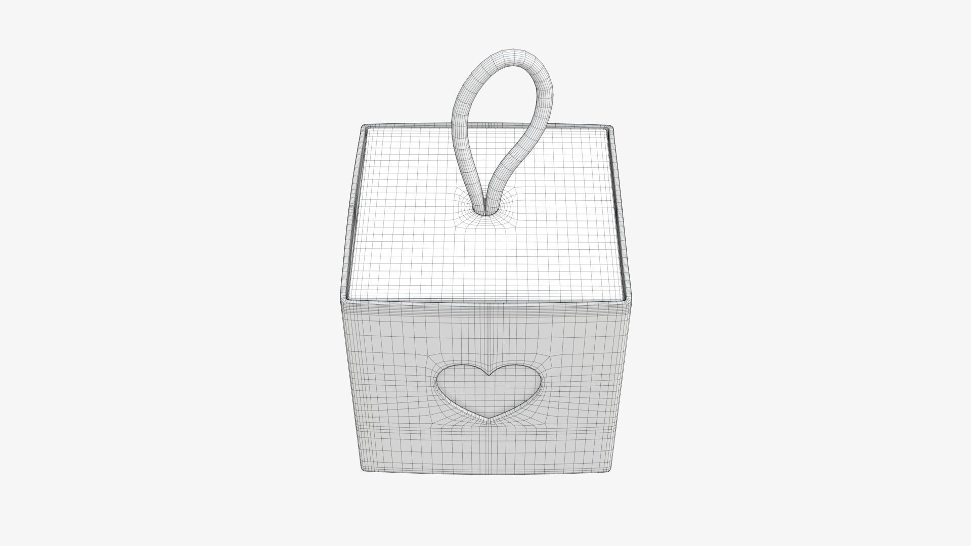 Cube cardboard gift packaging with lace 01 3D model_7