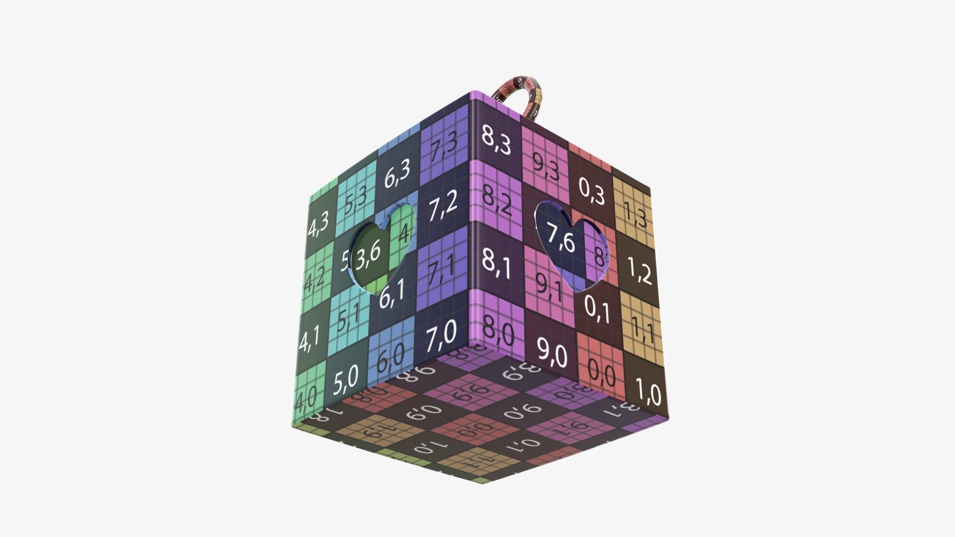 Cube cardboard gift packaging with lace 01 3D model_12