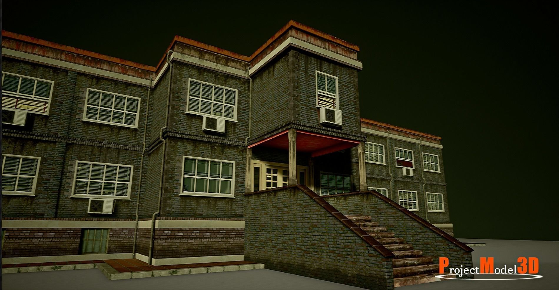 UE4 Modular School Package  Low-poly 3D model_3