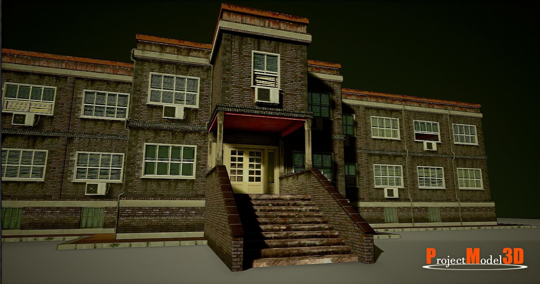 UE4 Modular School Package  Low-poly 3D model_2