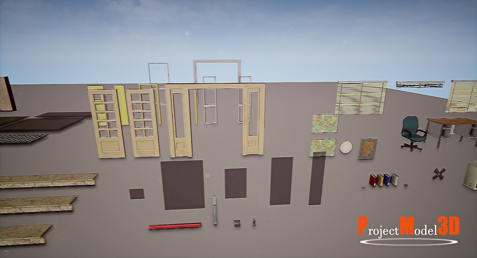 UE4 Modular School Package  Low-poly 3D model_45