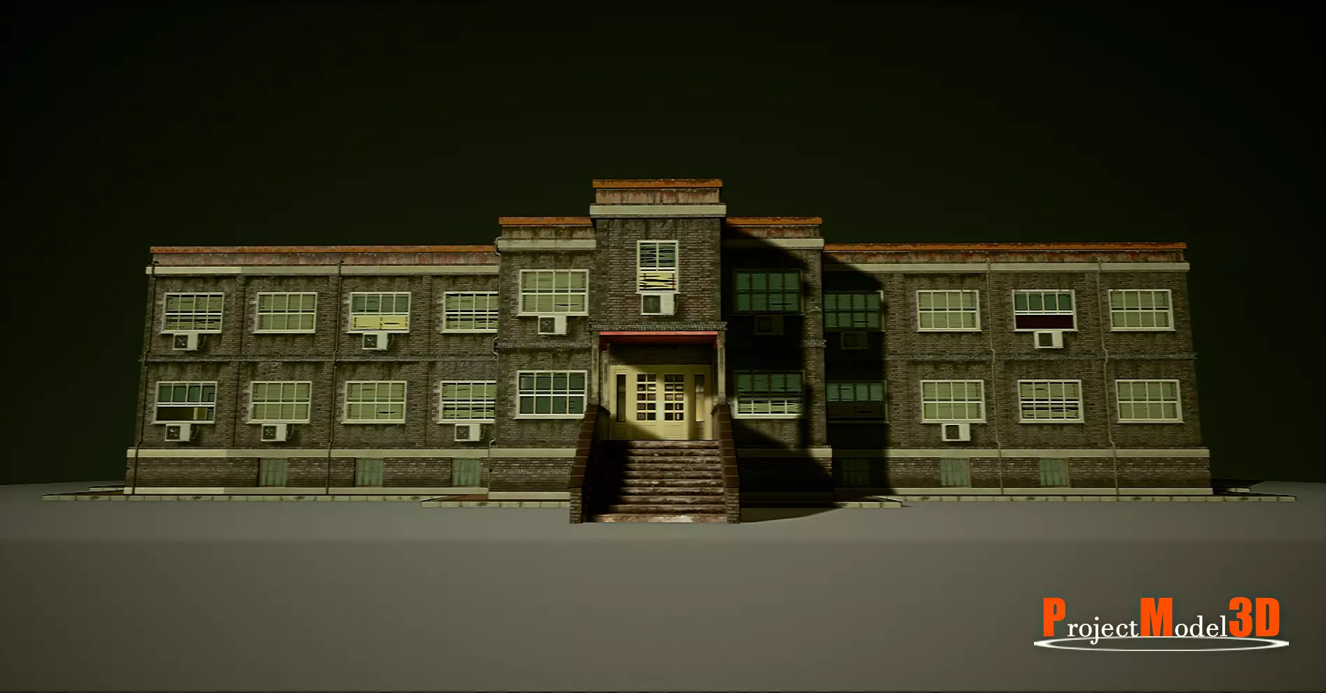 UE4 Modular School Package  Low-poly 3D model_0