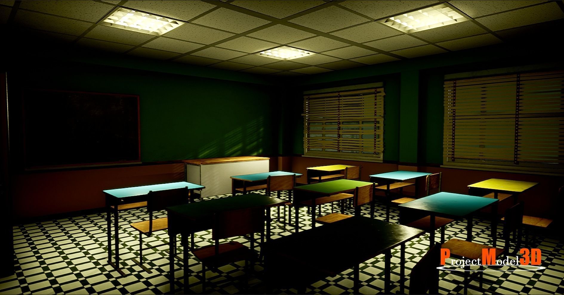 UE4 Modular School Package  Low-poly 3D model_39