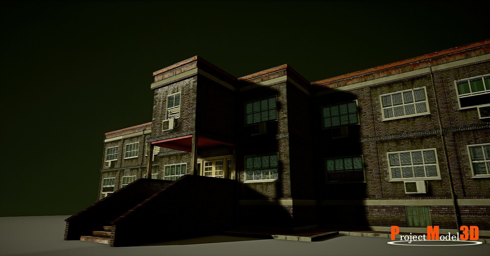 UE4 Modular School Package  Low-poly 3D model_7
