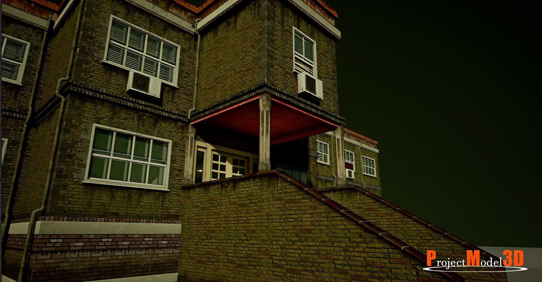 UE4 Modular School Package  Low-poly 3D model_4