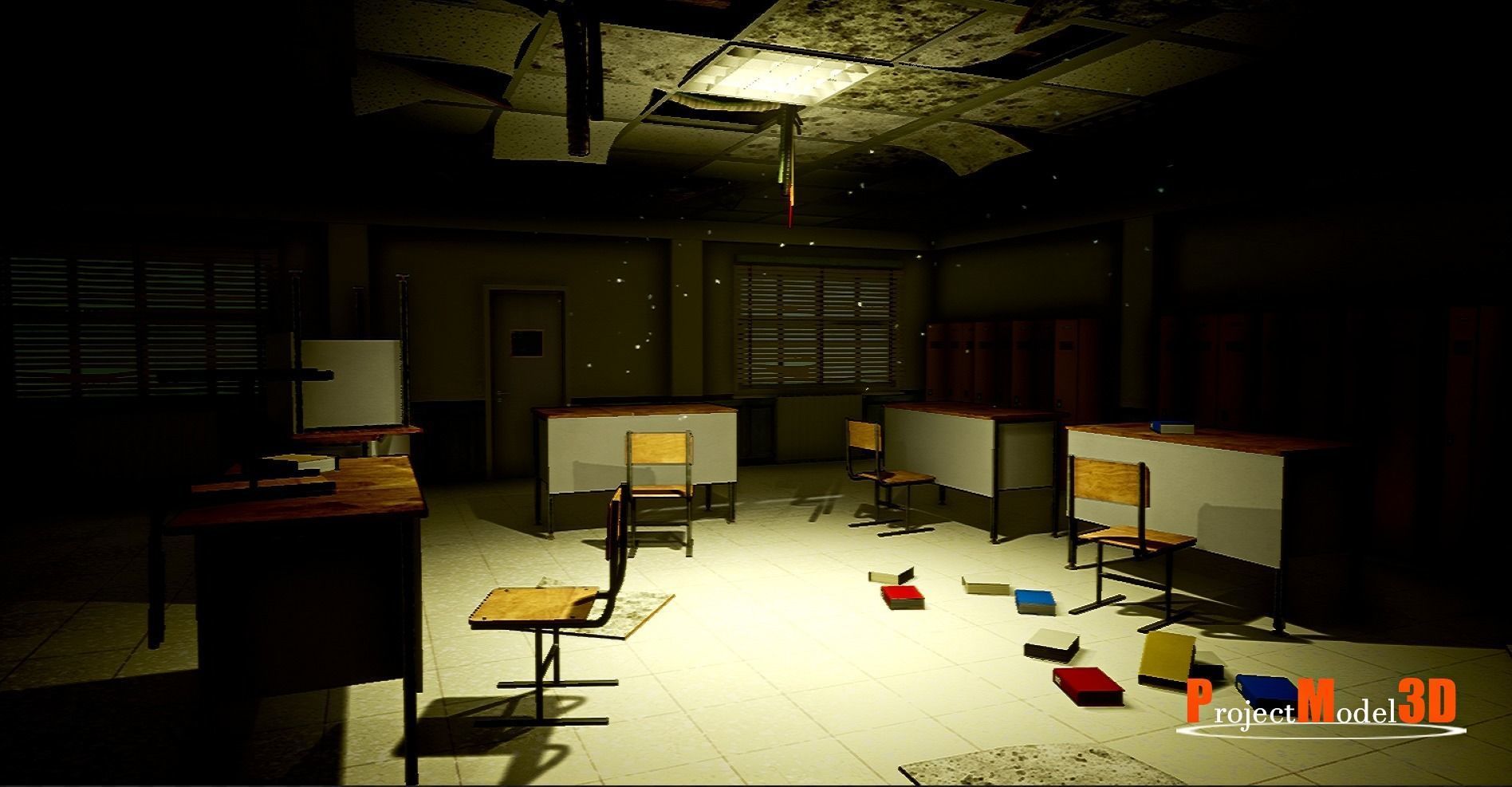 UE4 Modular School Package  Low-poly 3D model_36