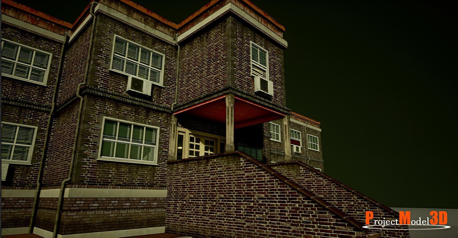 UE4 Modular School Package  Low-poly 3D model_5