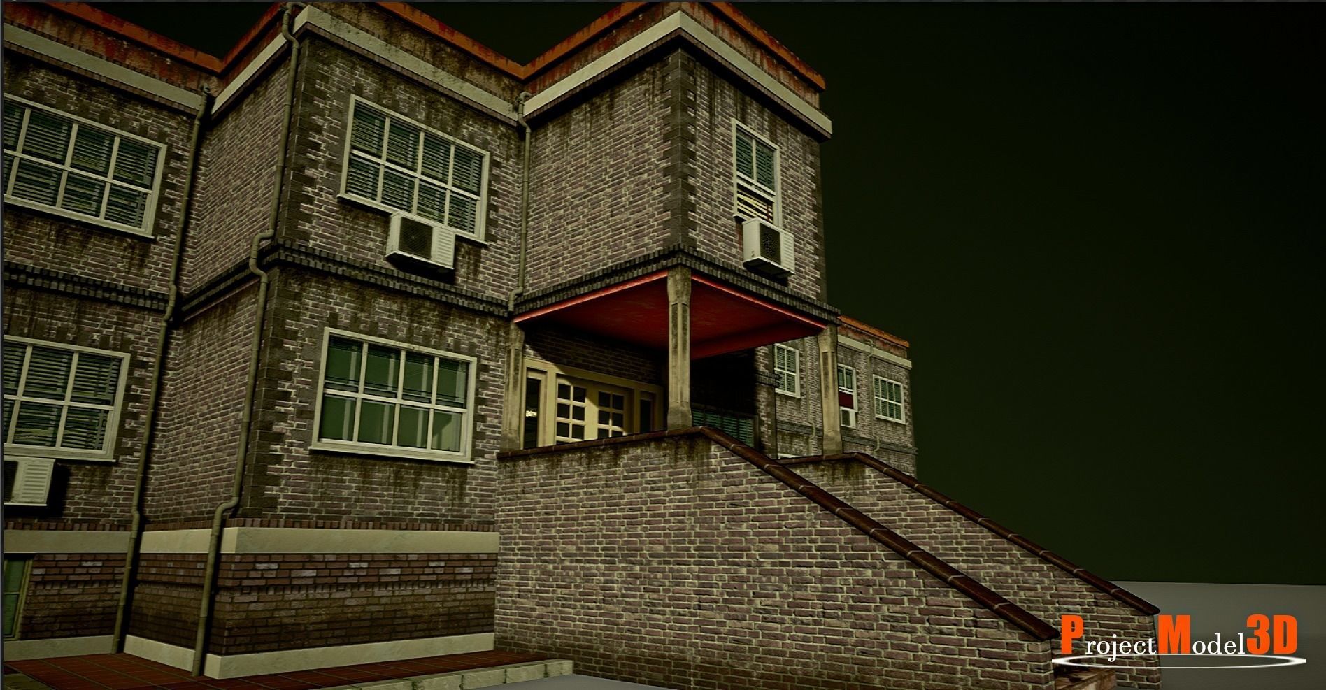 UE4 Modular School Package  Low-poly 3D model_6