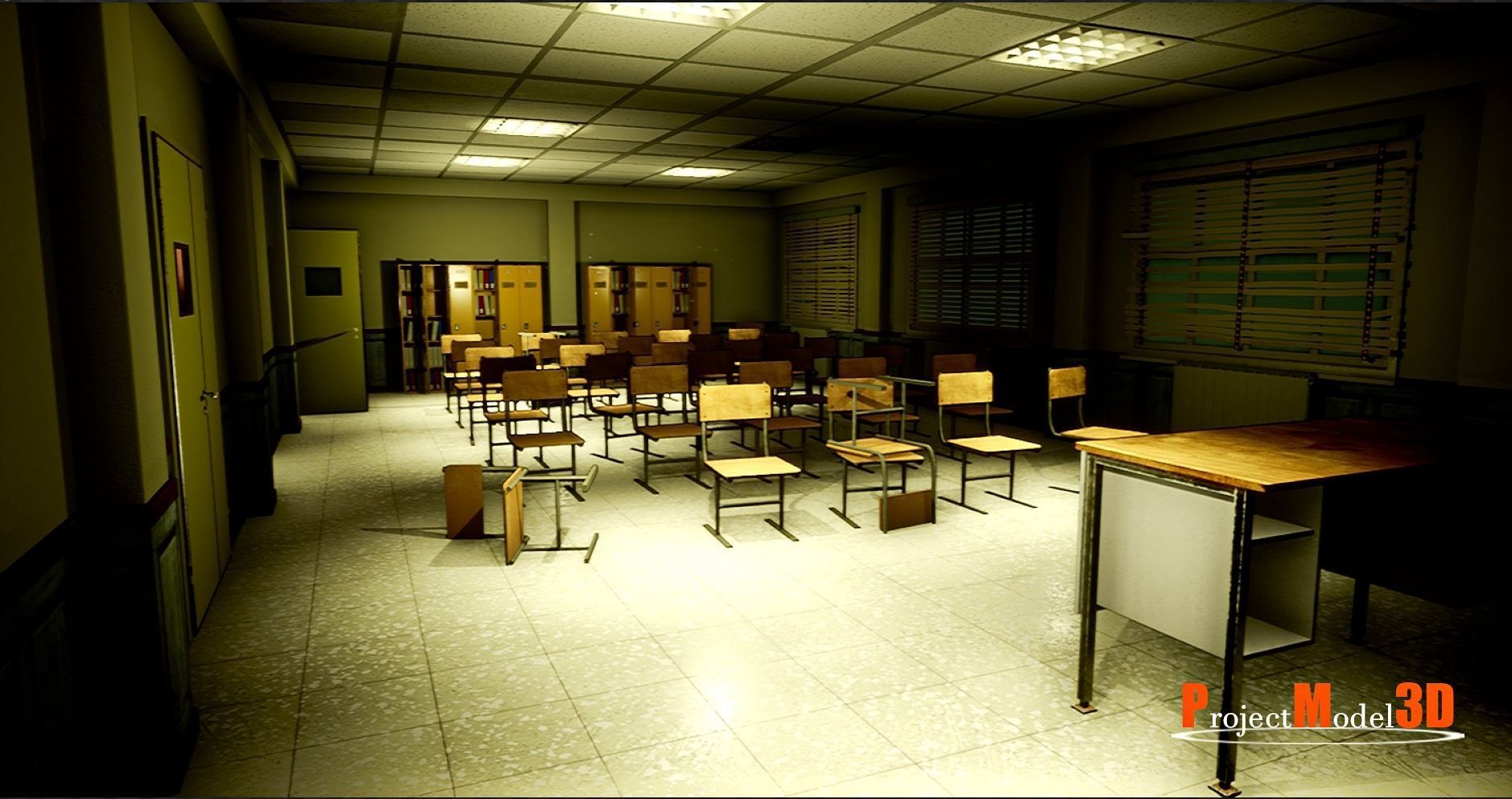 UE4 Modular School Package  Low-poly 3D model_42