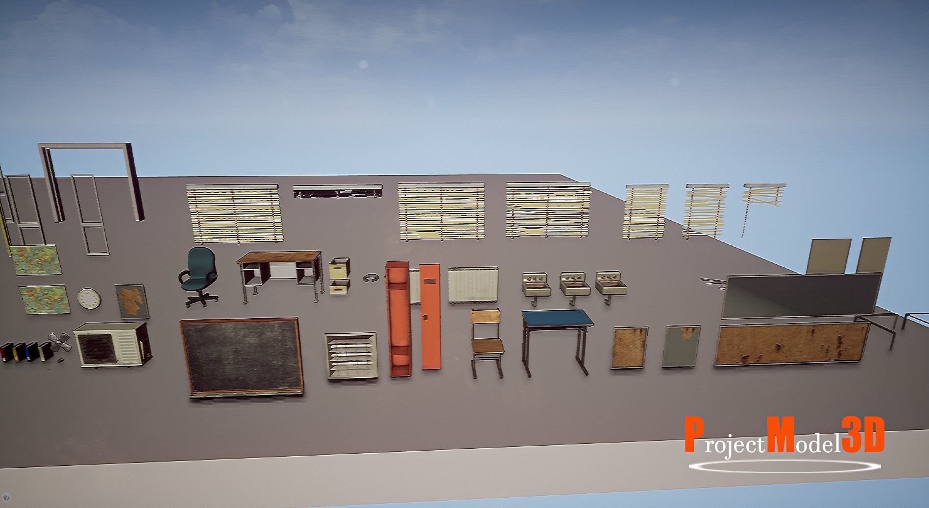 UE4 Modular School Package  Low-poly 3D model_44