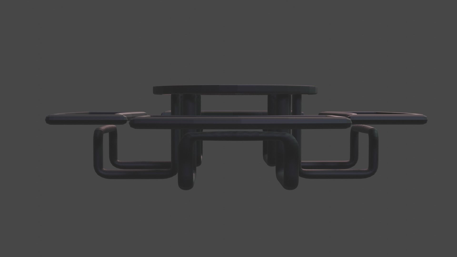 Wire Round Picnic Table 3D model_4