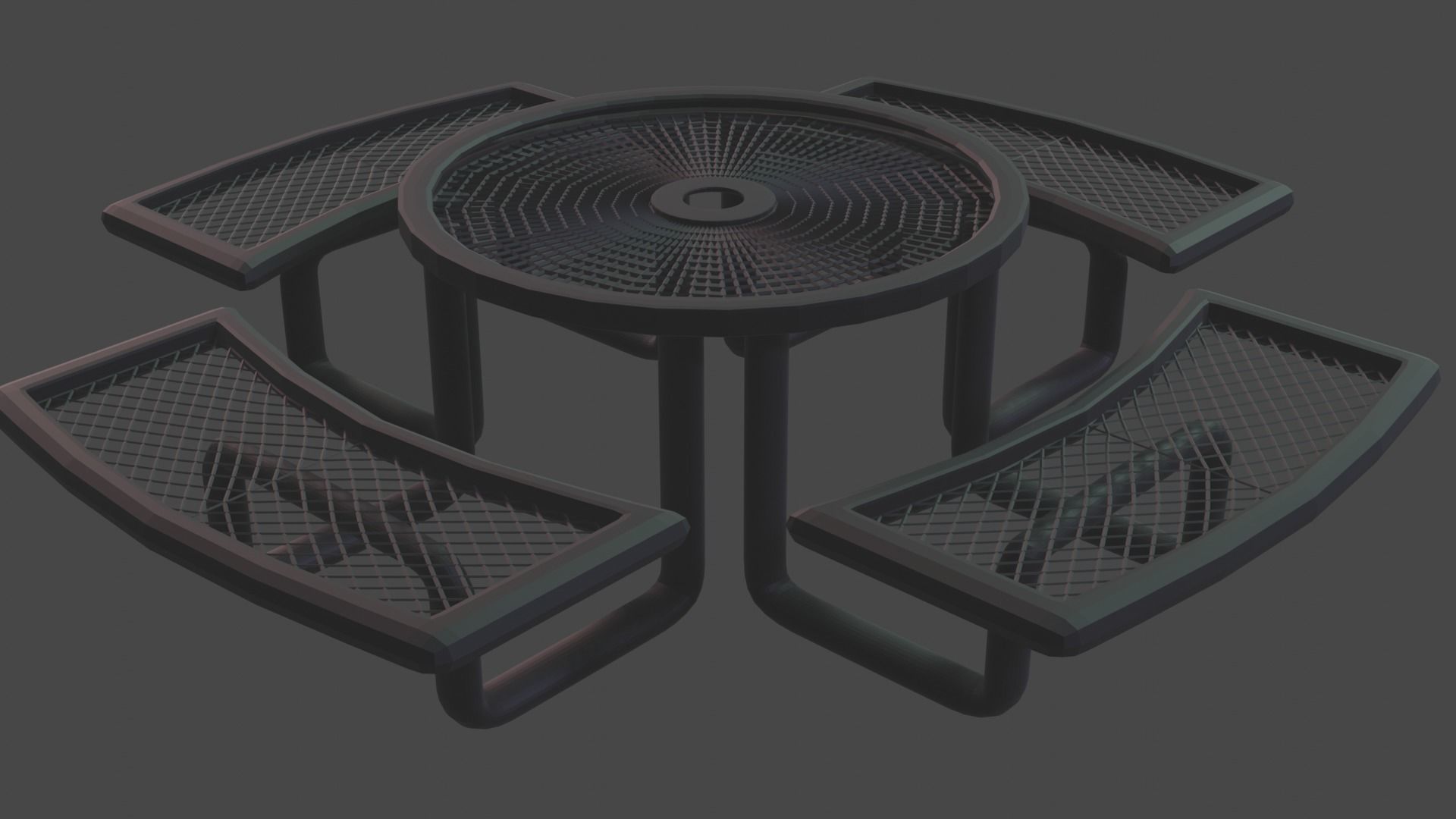 Wire Round Picnic Table 3D model_1