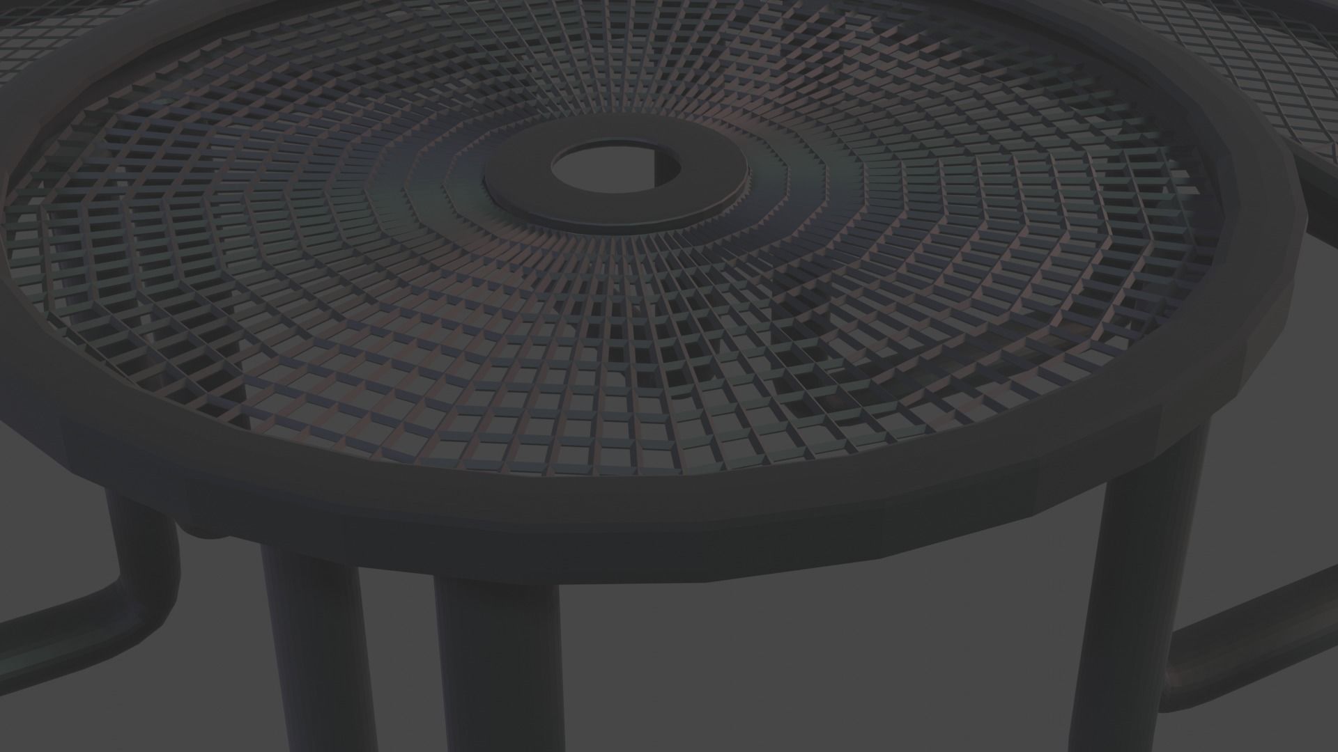 Wire Round Picnic Table 3D model_2