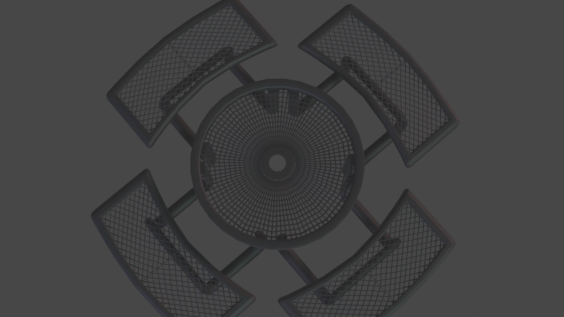 Wire Round Picnic Table 3D model_5