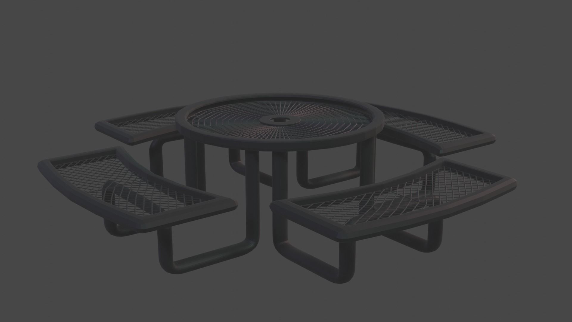 Wire Round Picnic Table 3D model_3