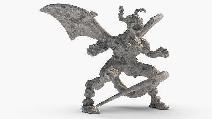 Gargoyl stone dragon Low-poly 3D model