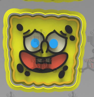 SPONGE BOB FACE COOKIE CUTTER AND STAMP 3D print model_4