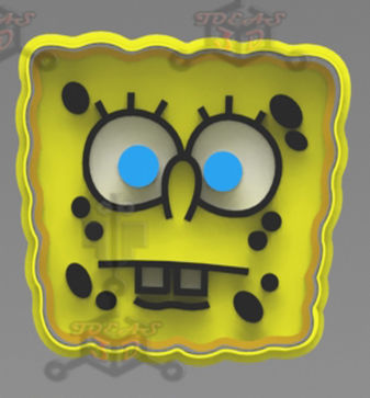 SPONGE BOB FACE COOKIE CUTTER AND STAMP 3D print model_3