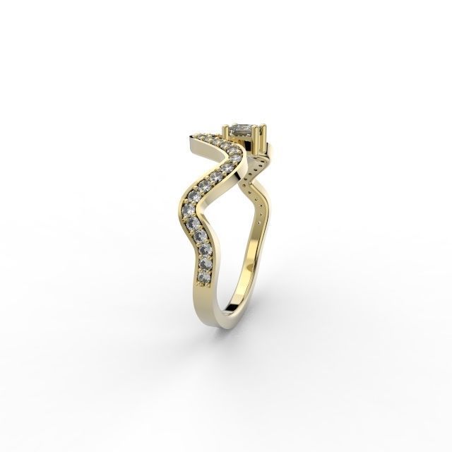 Ring wave and Princess -Jewelry 3D - AN-385 3D print model_6
