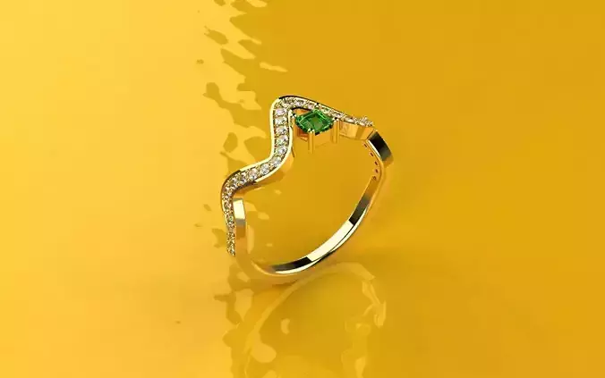 Ring wave and Princess -Jewelry 3D - AN-385