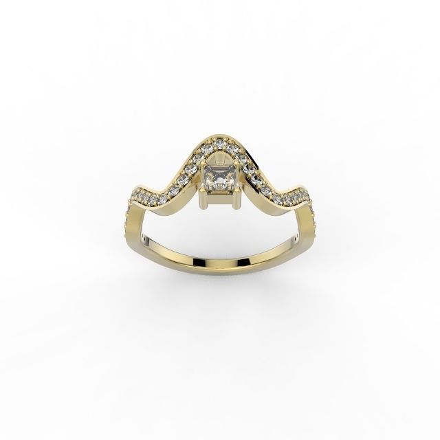 Ring wave and Princess -Jewelry 3D - AN-385 3D print model_12