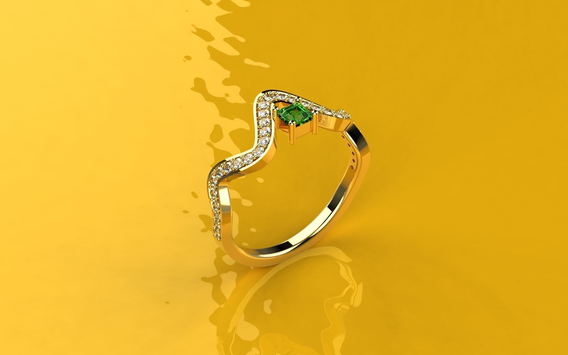 Ring wave and Princess -Jewelry 3D - AN-385 3D print model_17