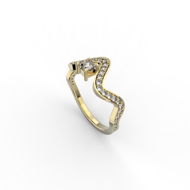Ring wave and Princess -Jewelry 3D - AN-385 3D print model_5
