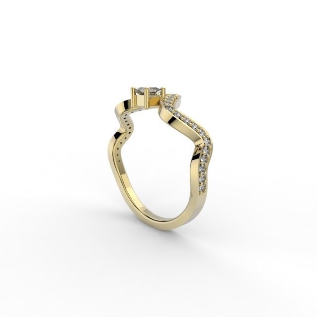 Ring wave and Princess -Jewelry 3D - AN-385 3D print model_7