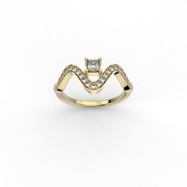 Ring wave and Princess -Jewelry 3D - AN-385 3D print model_11