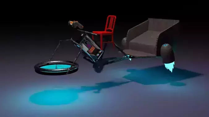 Rickshaw bicycle with lamp Low-poly 3D model