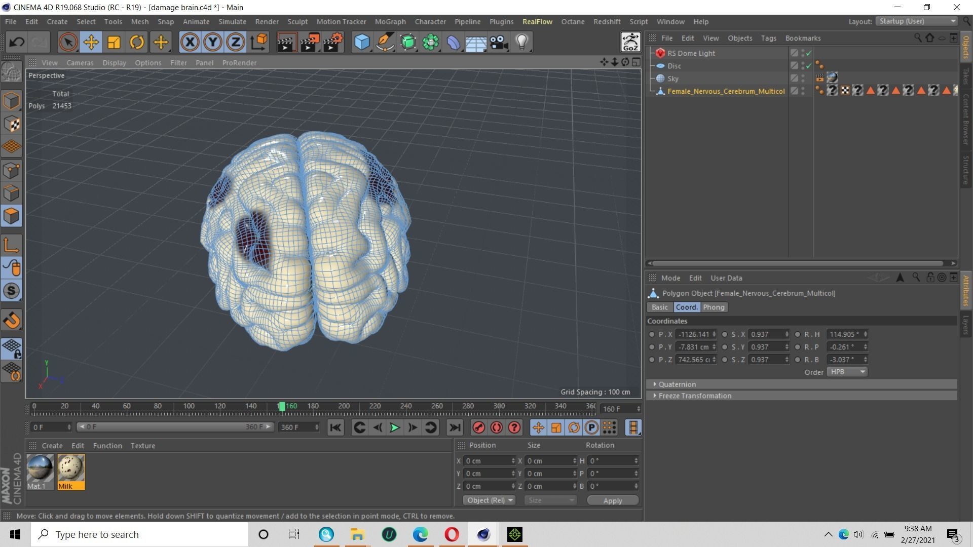 Injured Brain Low-poly 3D model_3