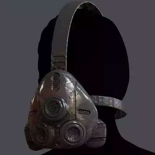 Gas mask helmet 3d model scifi Low-poly 