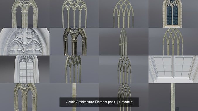 Gothic Architecture Element pack  3D Model Collection