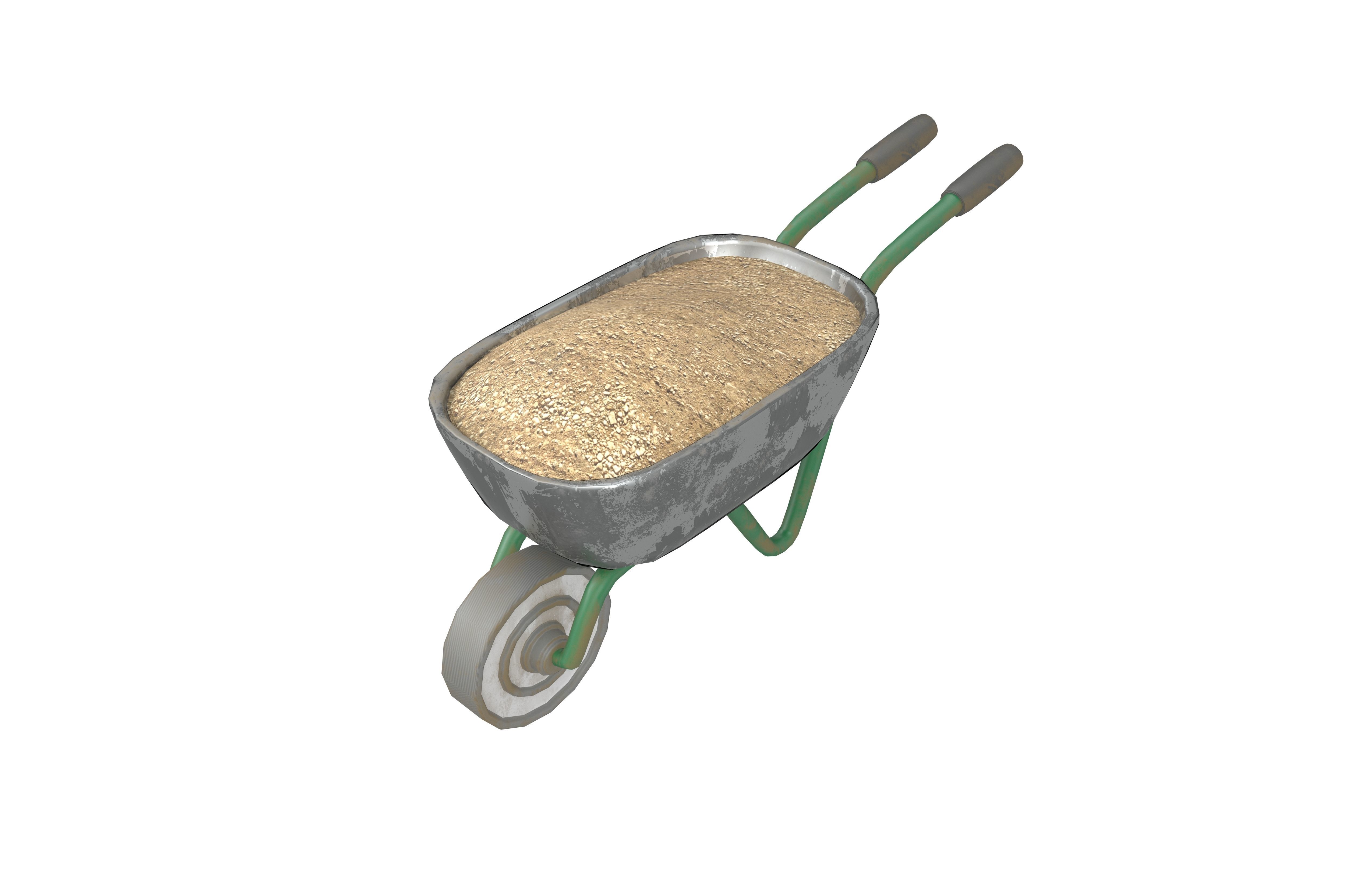 Cartoon Wheelbarrow v3 002 Low-poly 3D model_2