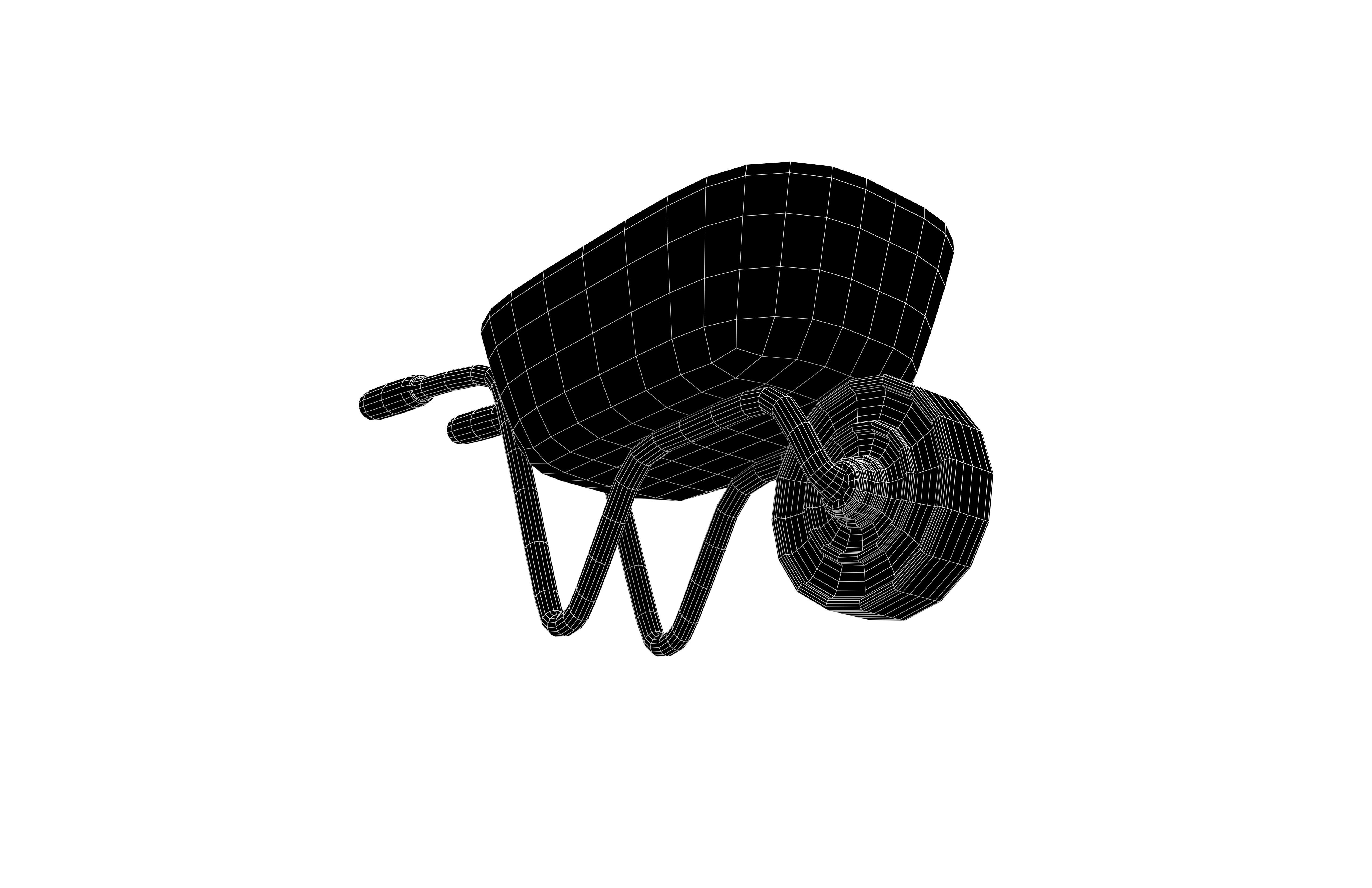 Cartoon Wheelbarrow v3 002 Low-poly 3D model_7