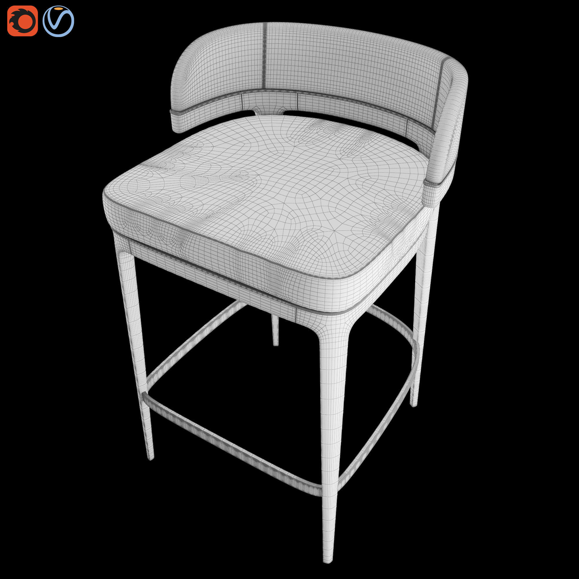 GRANGE - Bar STool - Brown 3D model_3