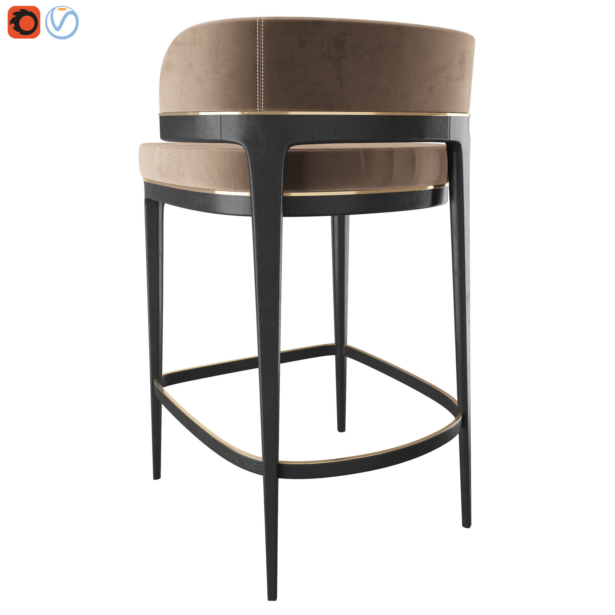 GRANGE - Bar STool - Brown 3D model_1