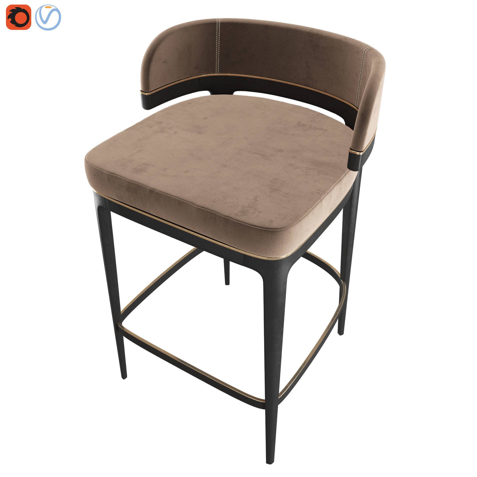 GRANGE - Bar STool - Brown 3D model_4