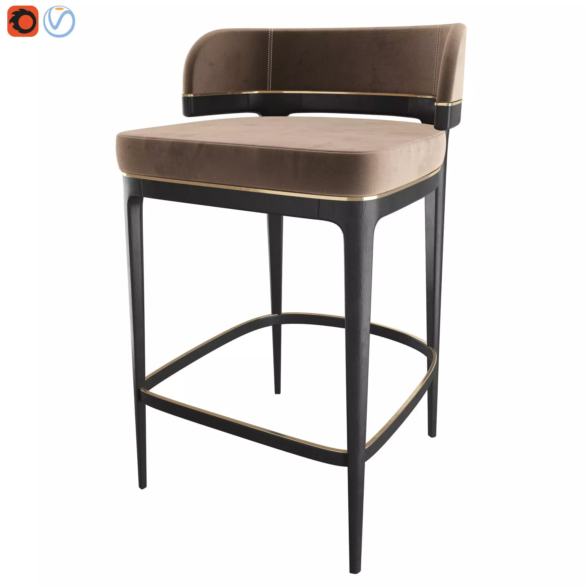 GRANGE - Bar STool - Brown 3D model_0
