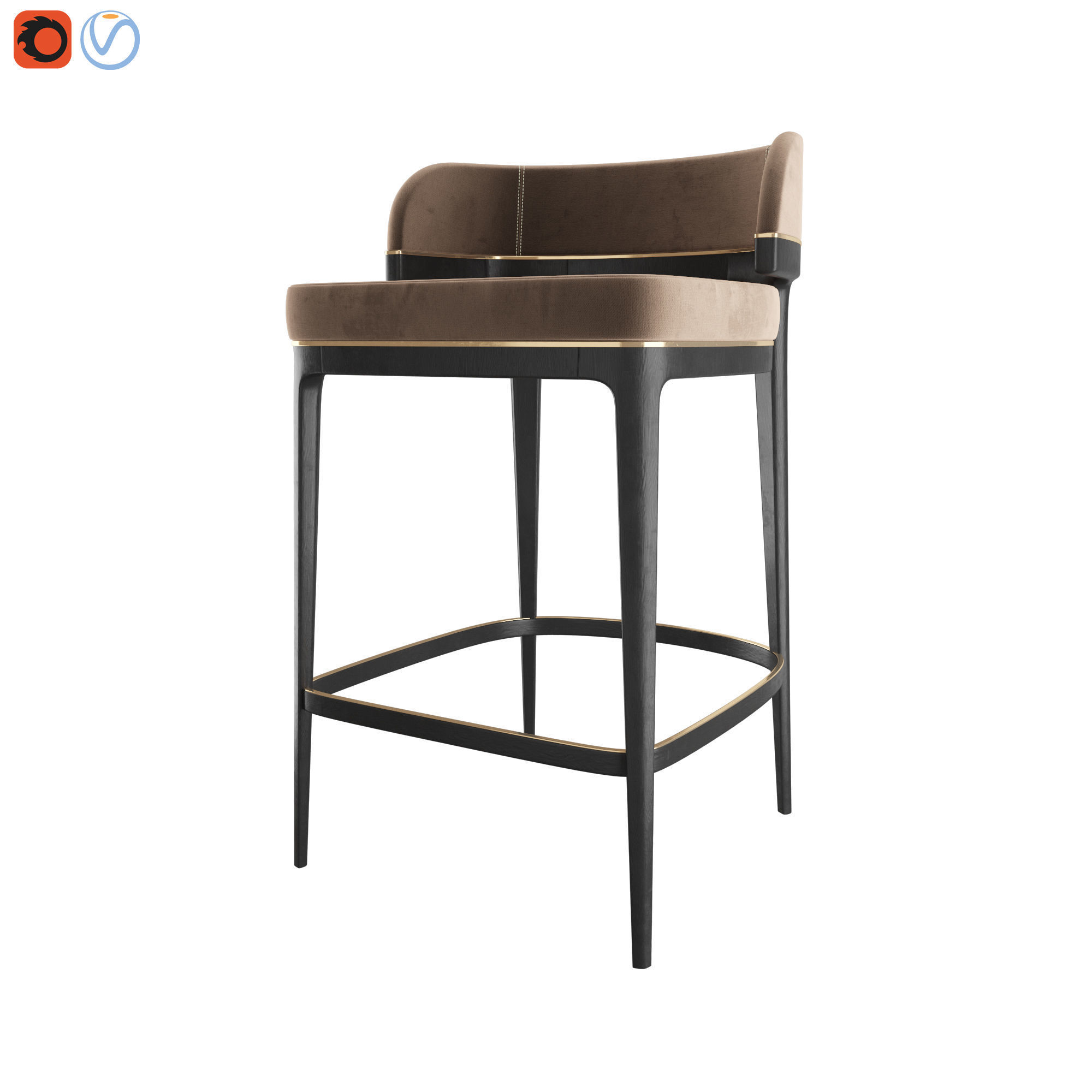 GRANGE - Bar STool - Brown 3D model_2