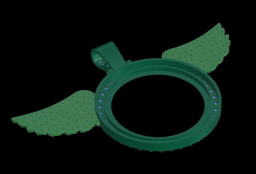  Frame with wings diamond pendant 3D print model_4