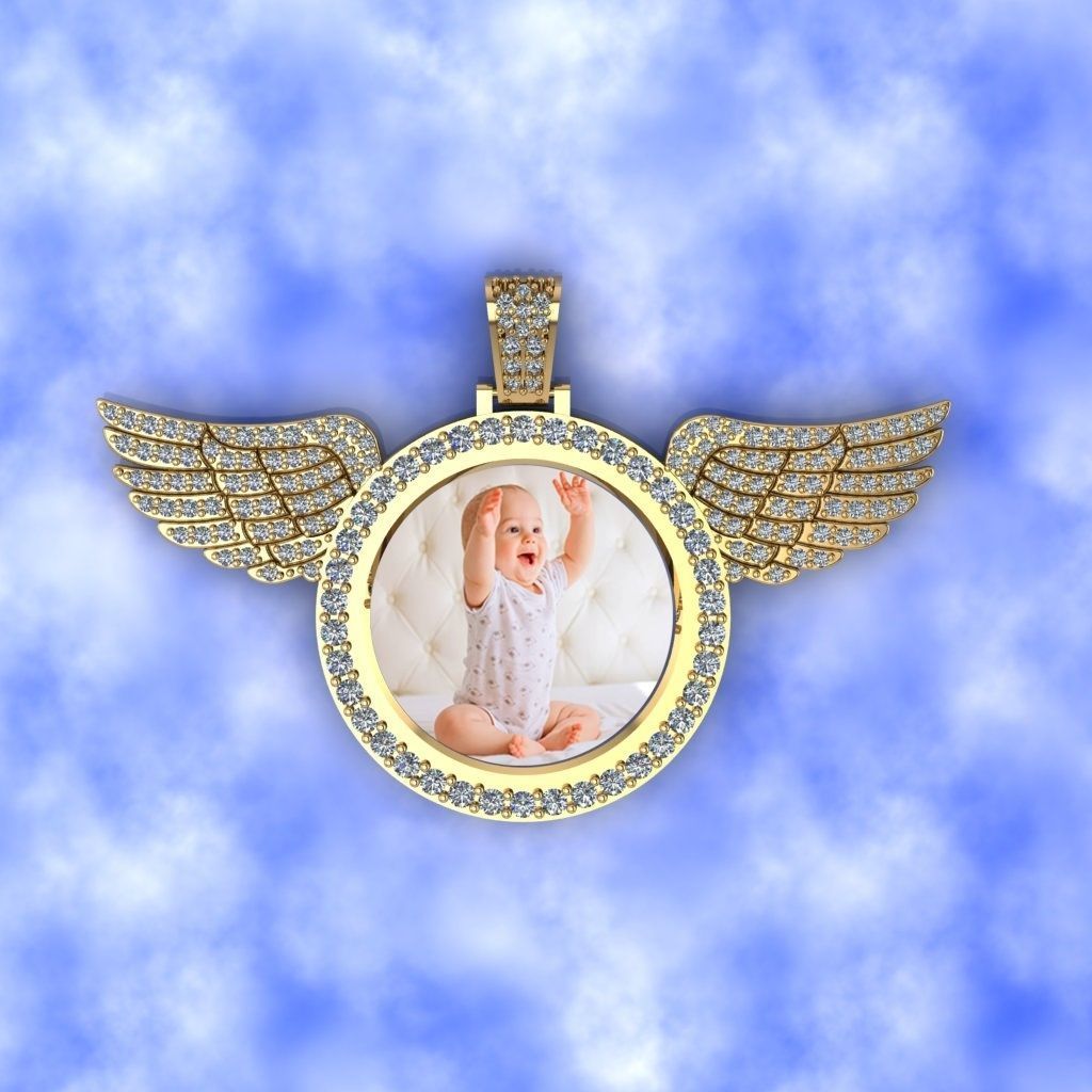  Frame with wings diamond pendant 3D print model_6