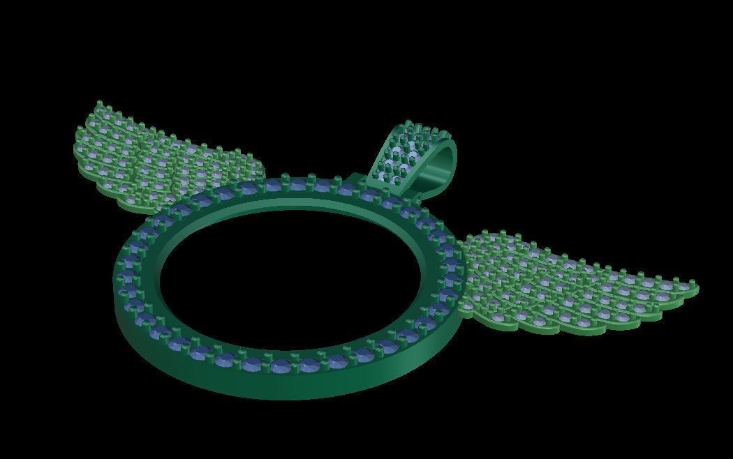  Frame with wings diamond pendant 3D print model_5