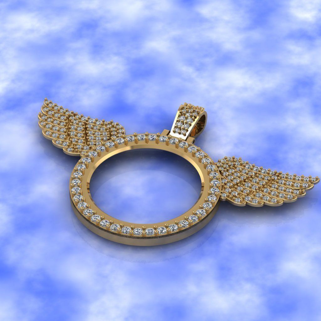  Frame with wings diamond pendant 3D print model_1