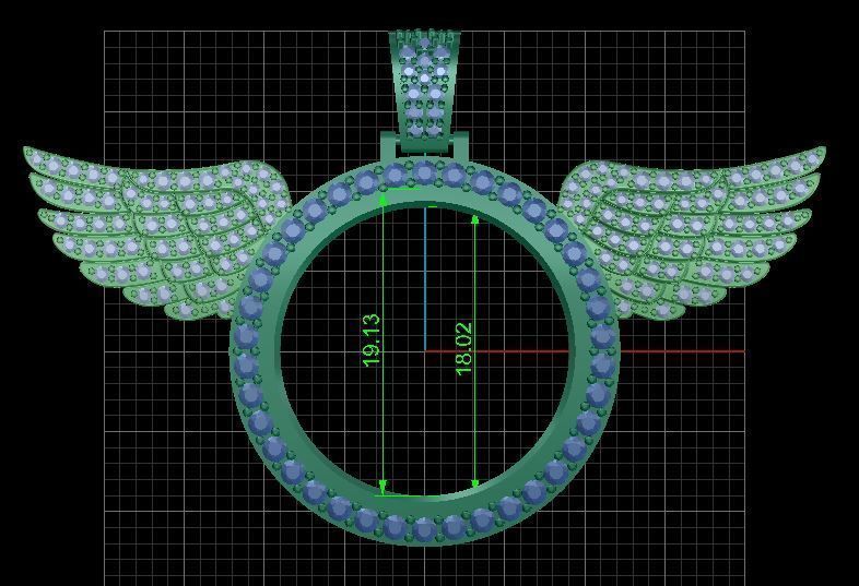  Frame with wings diamond pendant 3D print model_3