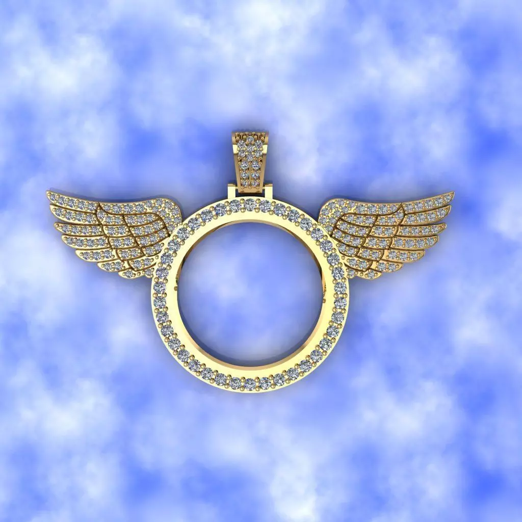  Frame with wings diamond pendant 3D print model_0