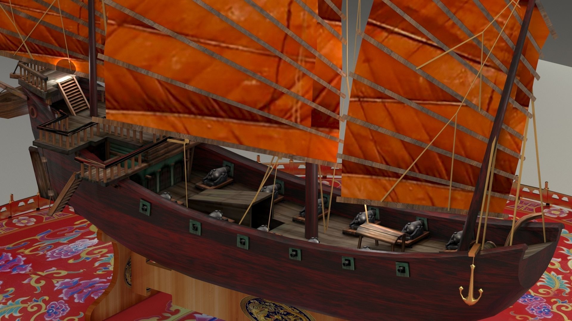 Chinese Junk ship 3D model_5