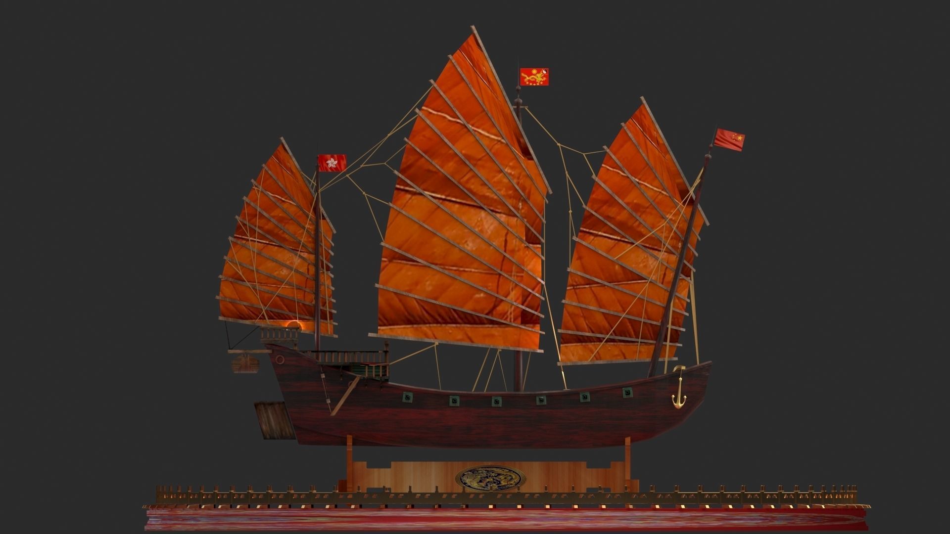 Chinese Junk ship 3D model_2