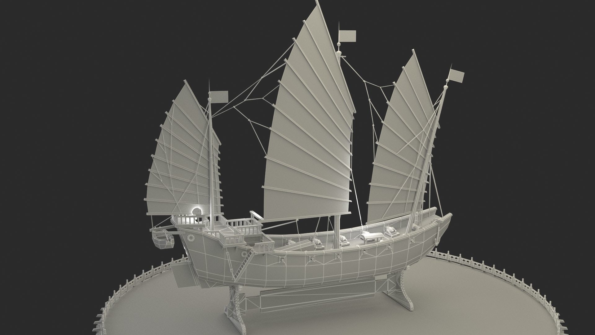 Chinese Junk ship 3D model_7