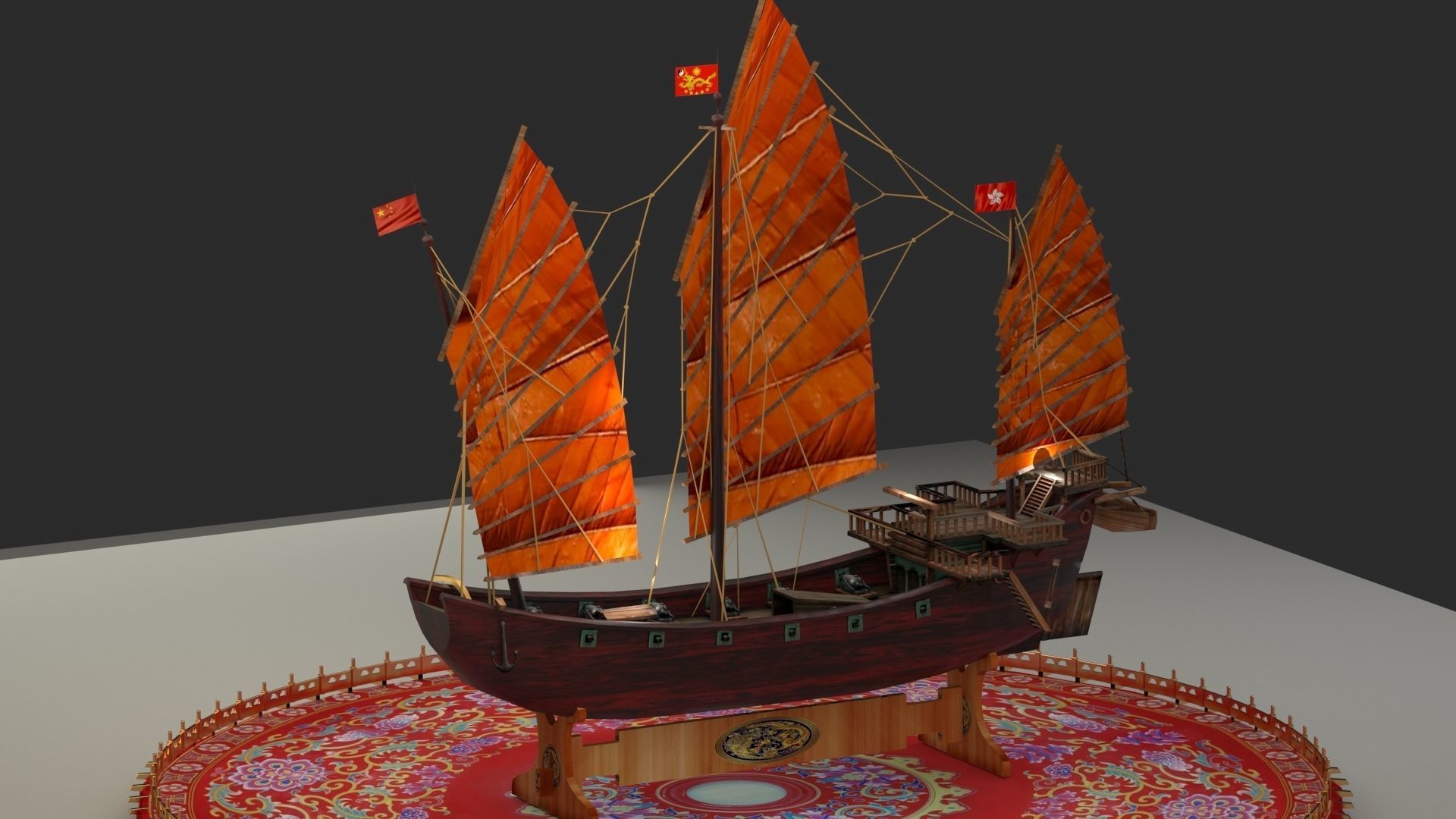 Chinese Junk ship 3D model_1